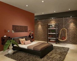 Color combination in the bedroom interior brown