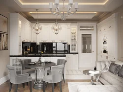 Kitchen living room in modern classic style photo