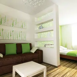 Bedroom interior with division of zones
