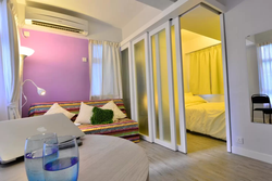 Bedroom Interior With Division Of Zones