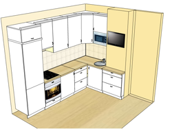 Kitchen design 8 sq.m. with box