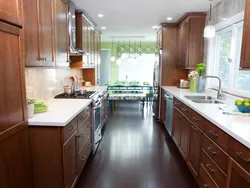 Kitchen interior on two walls photo