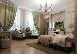 Bedroom interior design with one window