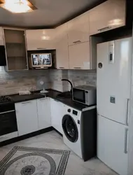 Kitchen design 6 m2 with dishwasher and refrigerator