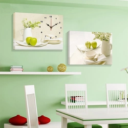 Kitchen interior with clock on the wall