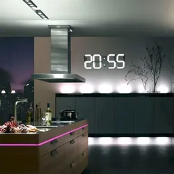 Kitchen Interior With Clock On The Wall