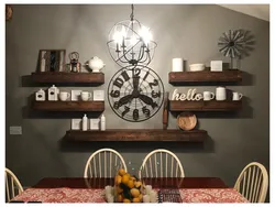 Kitchen Interior With Clock On The Wall