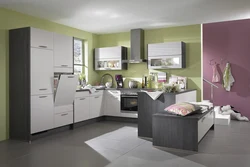 Magnolia-colored kitchens in the interior