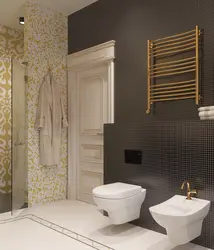Bath design with gold tiles