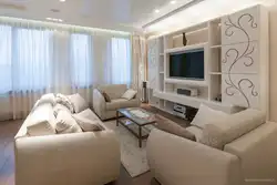 Burchakli divan va devor bilan yashash xonasining ichki qismi