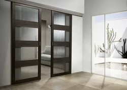 Sliding interior doors in the living room interior