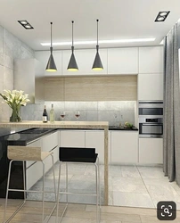 Zamonaviy uslubda oshxonaning ichki qismi 16 m²