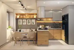 Zamonaviy uslubda oshxonaning ichki qismi 16 m²
