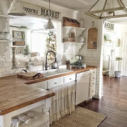Country house kitchen design in rustic style