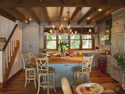 Тарҳи ошхона хонаи кишвар дар сабки rustic