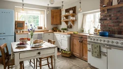 Тарҳи ошхона хонаи кишвар дар сабки rustic