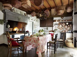 Country house kitchen design in rustic style