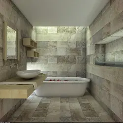 Інтэр'ер ванны з пліткай пад камень
