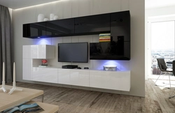 White living room in modern glossy style photo