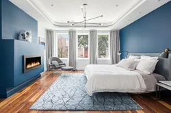 Gray blue bedroom design photo