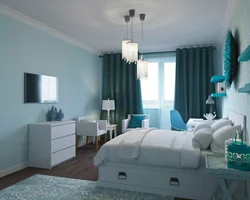 Gray blue bedroom design photo