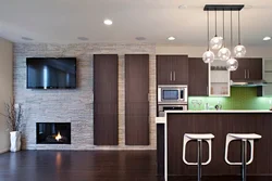 Renovation of kitchen walls with laminate photo