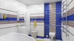Blue And White Tiles In The Bathroom Photo