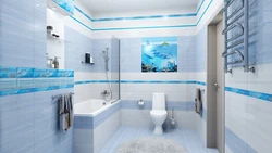 Blue and white tiles in the bathroom photo