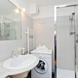 Bathroom in Khrushchev with shower corner photo