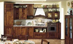 Solid wood kitchen in the interior