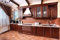 Solid wood kitchen in the interior
