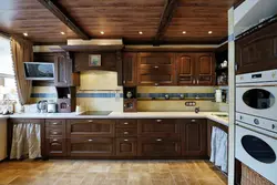 Solid wood kitchen in the interior