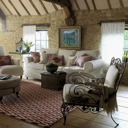 Living room in a rustic house photo