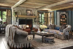 Living room in a rustic house photo