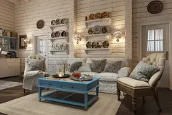Living room in a rustic house photo