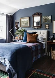 Blue And Brown In The Bedroom Interior