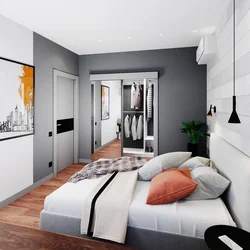 Design of a one-room apartment 35 sq m with a balcony photo