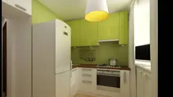 Праект кухні ў хрушчоўцы з халадзільнікам фота