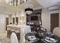 Тарҳрезии ҳуҷраи зиндагӣ ошхона art deco
