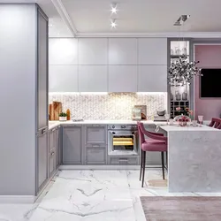 Gray marble in the kitchen interior