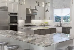 Gray marble in the kitchen interior