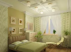 Дызайн спальні ў фісташкавым колеры