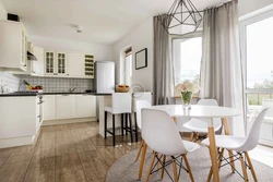 Kitchen interior with white table