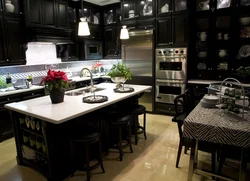 Black and white kitchen wallpaper color photo