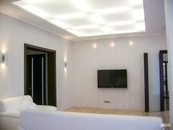 Types of suspended ceilings photos for the bedroom with LED lighting