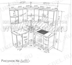 Corner kitchens with sink in the corner photo with dimensions