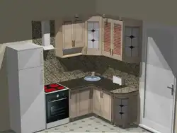 Ölçüləri olan künc fotoşəkilində lavabo ilə künc mətbəxləri