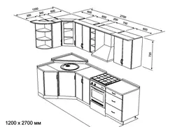 Corner kitchens with sink in the corner photo with dimensions