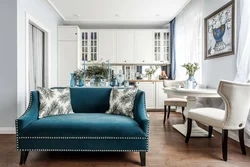 Blue Sofa In The Kitchen Photo