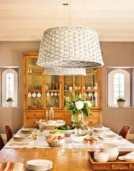 Chandelier above the dining table in the kitchen photo